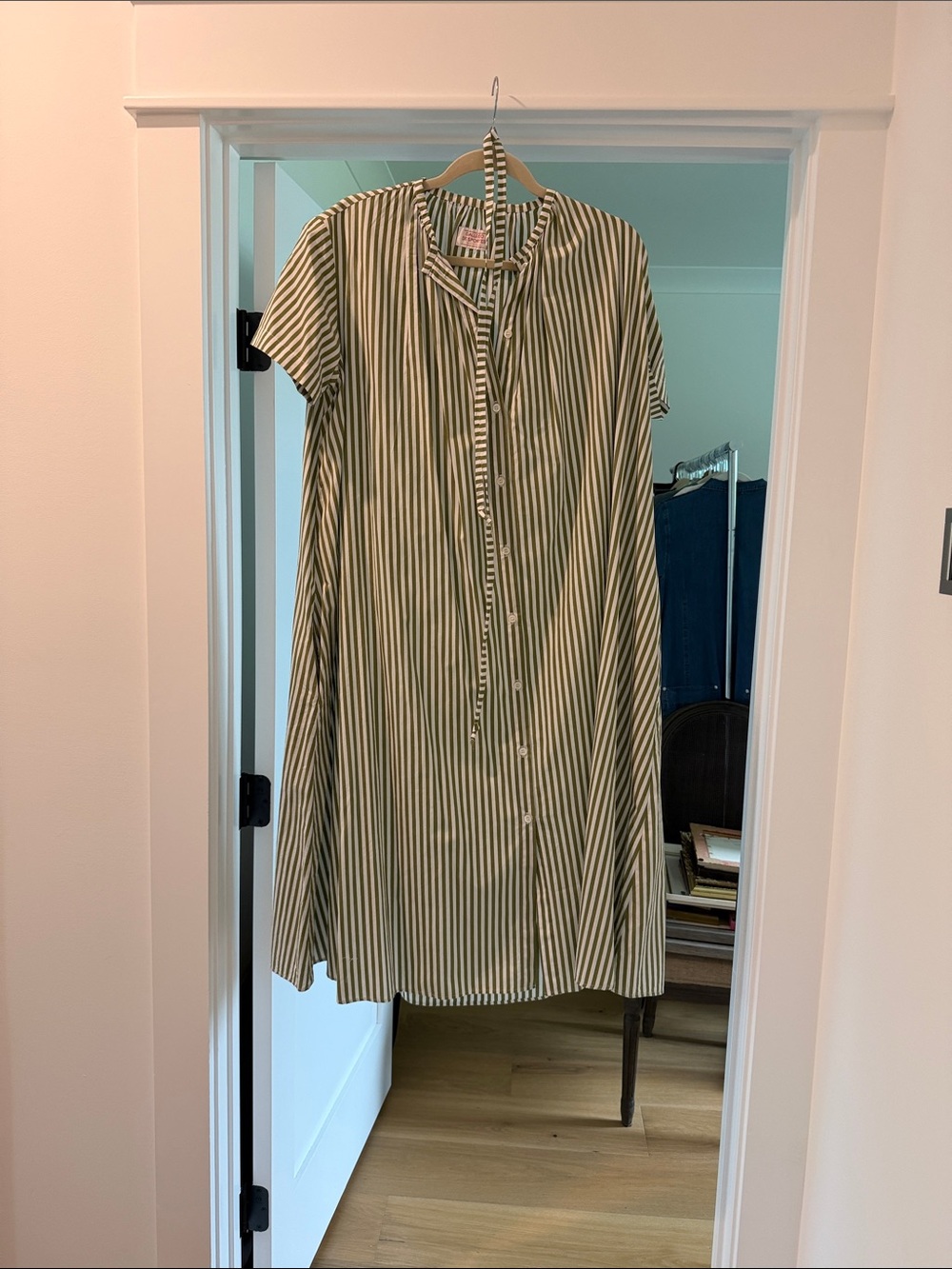 Gallego Desportes green and white striped Button-Up Shirt Dress